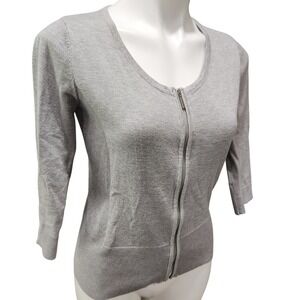 Carmen gray 3/4‎ sleeve zip front cardigan womens size small